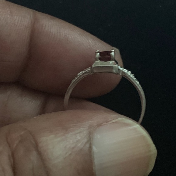 Garnet & Diamond Ring Sterling Silver - Picture 5 of 5